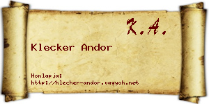 Klecker Andor névjegykártya